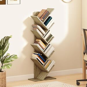YITAHOME Tree Bookshelf, 9-Tier Tall Bookcase, Modern Wood Book Shelf Industrial Freestanding Corner Shelf for Books/Movies/CDs, Narrow Display Rack for Living Room, Home Office, Wood YITAHOME Tree Bookshelf, 9-Tier Tall Bookcase, Modern Wood Book Shelf Industrial Freestanding Corner Shelf for Books/Movies/CDs, Narrow Display Rack for Living Room, Home Office, Wood