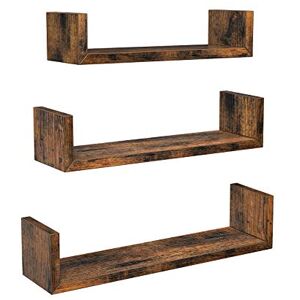 VASAGLE Wall Shelves, Set of 3, Wall-Mounted Floating Shelves for Decorations, U-Shaped, Vintage-Style, in the Living Room, Bedroom, Office, Rustic Brown LWS034X01 VASAGLE Wall Shelves, Set of 3, Wall-Mounted Floating Shelves for Decorations, U-Shaped, Vintage-Style, in the Living Room, Bedroom, Office, Rustic Brown LWS034X01