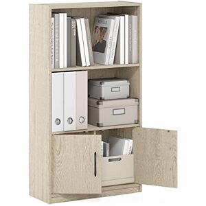 Furinno GRUEN Book Shelf, 3-Tier Bookshelf, Bookcase with Open Shelf with 2 Doors Storage Cabinet, 9.3 x 21.8 x 39.5, for Living Room, Bedroom, Home Office, Metropolitan Pine Furinno GRUEN Book Shelf, 3-Tier Bookshelf, Bookcase with Open Shelf with 2 Doors Storage Cabinet, 9.3 x 21.8 x 39.5, for Living Room, Bedroom, Home Office, Metropolitan Pine