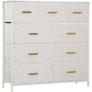HOMCOM Chest of Drawers with 9 Fabric Drawers, Boucle Storage Organiser with Steel Frame, Fabric Dresser for Bedroom, Living Room, Hallway, Cream White HOMCOM Chest of Drawers with 9 Fabric Drawers, Boucle Storage Organiser with Steel Frame, Fabric Dresser for Bedroom, Living Room, Hallway, Cream White