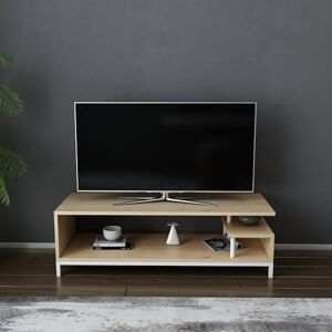 Hanah Home Scandinavian TV Stand, White & Oak, 120 x 44.6 x 37.6 cm, 100% Melamine Coated Particle Board, 18 mm Thick, Stylish & Functional for Modern Living Rooms Hanah Home Scandinavian TV Stand, White & Oak, 120 x 44.6 x 37.6 cm, 100% Melamine Coated Particle Board, 18 mm Thick, Stylish & Functional for Modern Living Rooms