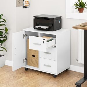 YITAHOME Mobile File Cabinet, 3-Drawer Lockable Filing Cabinets for Home Office, Printer Stand, Storage Cabinet with Drawers 1 Door 4 Wheels, Office Storage Rolling Office Cabinet, 60*40*57cm (White) YITAHOME Mobile File Cabinet, 3-Drawer Lockable Filing Cabinets for Home Office, Printer Stand, Storage Cabinet with Drawers 1 Door 4 Wheels, Office Storage Rolling Office Cabinet, 60*40*57cm (White)