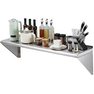 VEVOR 14" x 48" Stainless Steel Shelf, Wall Mounted Floating Shelving with Brackets, 350 lbs Load Capacity Commercial Shelves, Heavy Duty Storage Rack for Restaurant, Kitchen, Bar, Home, and Hotel VEVOR 14" x 48" Stainless Steel Shelf, Wall Mounted Floating Shelving with Brackets, 350 lbs Load Capacity Commercial Shelves, Heavy Duty Storage Rack for Restaurant, Kitchen, Bar, Home, and Hotel