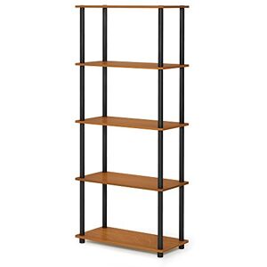 Furinno Toolless Shelves, Wood, Light Cherry/Black, one size, 59.94 (W) x 145.8 (H) x 29.46 (D) cm Furinno Toolless Shelves, Wood, Light Cherry/Black, one size, 59.94 (W) x 145.8 (H) x 29.46 (D) cm