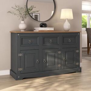 Mews Corona Sideboard Charcoal 3 Door 3 Drawer Solid Pine Wood Mews Corona Sideboard Charcoal 3 Door 3 Drawer Solid Pine Wood