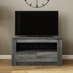 GFW Canyon Grey 2 Drawer TV Unit Charcoal Wood Effect Media Stand Modern Storage GFW Canyon Grey 2 Drawer TV Unit Charcoal Wood Effect Media Stand Modern Storage