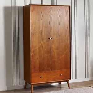 Julian Bowen Lowry 2 Door 1 Drawer Wardrobe, Wood, Cherry Ash, 190 x 97 x 55cm Julian Bowen Lowry 2 Door 1 Drawer Wardrobe, Wood, Cherry Ash, 190 x 97 x 55cm