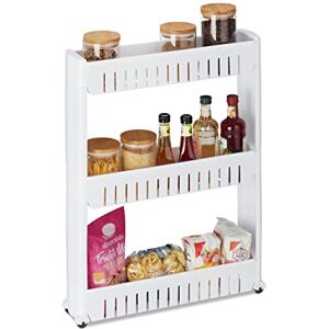 Relaxdays Niche Trolley, 3 Shelves, Narrow Shelf for Bathroom & Kitchen, 71x12.5x54 cm, Rolling Storage Plastic, White Relaxdays Niche Trolley, 3 Shelves, Narrow Shelf for Bathroom & Kitchen, 71x12.5x54 cm, Rolling Storage Plastic, White