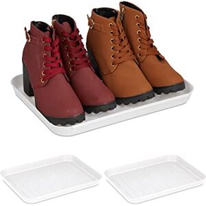 Relaxdays Shoe Trays, Set of 3, Hallway Storage for Muddy or Wet Boots, Wellies & Trainers, 35 x 27 cm, Plastic, White Relaxdays Shoe Trays, Set of 3, Hallway Storage for Muddy or Wet Boots, Wellies & Trainers, 35 x 27 cm, Plastic, White
