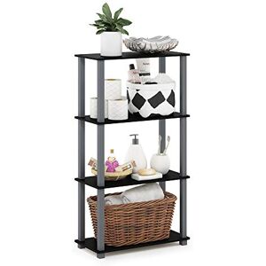 Furinno TURN-S-TUBE Storage Shelves, 4-Tier Book Shelf, Corner Shelf, Toolless Open Shelves, for Organization and Storage, Living Room, Garage, Home Office, Black Furinno TURN-S-TUBE Storage Shelves, 4-Tier Book Shelf, Corner Shelf, Toolless Open Shelves, for Organization and Storage, Living Room, Garage, Home Office, Black