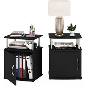 Furinno JAYA Side Table Set of 2, 2-Tier Open Shelf End Table with Door Cabinet, Soft-edges Night Stand, Bedside Table, for Living Room, Bedroom, Americano/Stainless Steel Furinno JAYA Side Table Set of 2, 2-Tier Open Shelf End Table with Door Cabinet, Soft-edges Night Stand, Bedside Table, for Living Room, Bedroom, Americano/Stainless Steel