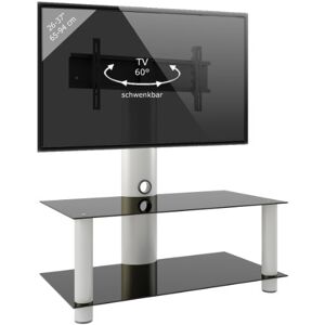 VCM TV Stand Lowboard Shelf Cabinet Furniture Entertainment Unit with Bracket Valeni Silver Aluminium/Black Glass VCM TV Stand Lowboard Shelf Cabinet Furniture Entertainment Unit with Bracket Valeni Silver Aluminium/Black Glass