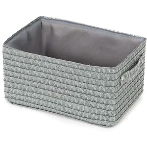 Compactor Rectangle Storage Basket with Pull Handle, Woven Storage Box Reinforced with Cardboard, For Cupboard, Desk and Shelf Storage, Grey with Matching Inner Lining, Lilou Range Compactor Rectangle Storage Basket with Pull Handle, Woven Storage Box Reinforced with Cardboard, For Cupboard, Desk and Shelf Storage, Grey with Matching Inner Lining, Lilou Range