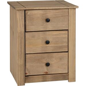 Seconique Panama 3 Drawer Bedside in Natural Wax Seconique Panama 3 Drawer Bedside in Natural Wax