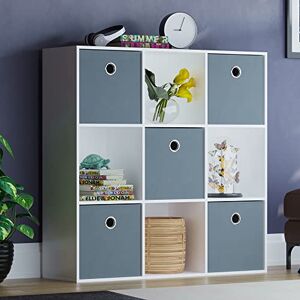 Vida Designs Durham Cube Bookcase Storage Organiser Living Room Bookshelf Home Office Furniture (9 Cube & 5 Grey Baskets, White) Vida Designs Durham Cube Bookcase Storage Organiser Living Room Bookshelf Home Office Furniture (9 Cube & 5 Grey Baskets, White)