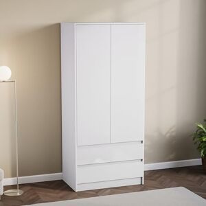 Vida Designs Glinton High Gloss 2 Door 2 Drawer Wardrobe Bedroom Storage Organiser with Hanging Rail Modern Furniture 100% FSC Certified (White, 2 Door 2 Drawer) Vida Designs Glinton High Gloss 2 Door 2 Drawer Wardrobe Bedroom Storage Organiser with Hanging Rail Modern Furniture 100% FSC Certified (White, 2 Door 2 Drawer)