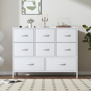 Feonase Chest of Drawers,Bedroom Dresser with 8 Fabric Drawers, Metal Frame & MDF Wood Top, Adjustable Feet, Storage Organizer Unit for Bedroom, Closet, Living Room, Office Hallway, White Feonase Chest of Drawers,Bedroom Dresser with 8 Fabric Drawers, Metal Frame & MDF Wood Top, Adjustable Feet, Storage Organizer Unit for Bedroom, Closet, Living Room, Office Hallway, White
