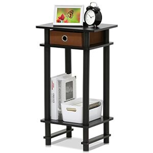 Furinno TURN-N-TUBE Side Table, 3-Tier End Table with Storage Bin, Open Shelf Night Stand, Bedside Table, Toolless Assembly, for Living Room, Bedroom, Espresso Furinno TURN-N-TUBE Side Table, 3-Tier End Table with Storage Bin, Open Shelf Night Stand, Bedside Table, Toolless Assembly, for Living Room, Bedroom, Espresso