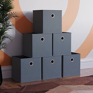 Vida Designs Durham Foldable Storage Cube Baskets Fabric Box With Metal Easy Access Handle Home Organiser (6 Pack, Grey) Vida Designs Durham Foldable Storage Cube Baskets Fabric Box With Metal Easy Access Handle Home Organiser (6 Pack, Grey)