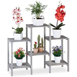 Relaxdays Wooden Flower Ladder Rack, Shabby Look, Indoor Use, Freestanding, Kitchen Plant Stand, HWD 70 x 89 x 27, Grey Relaxdays Wooden Flower Ladder Rack, Shabby Look, Indoor Use, Freestanding, Kitchen Plant Stand, HWD 70 x 89 x 27, Grey