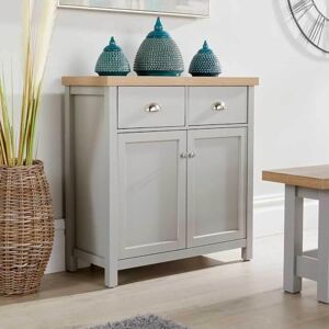 Home Source 2 Door 2 Drawer Sideboard Storage Cupboard with Shelf and Metal Handles, Oak Effect, Grey Home Source 2 Door 2 Drawer Sideboard Storage Cupboard with Shelf and Metal Handles, Oak Effect, Grey