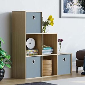 Vida Designs Durham Staircase Bookcase Shelves Storage Organiser Living Room Furniture (6 Cube & 3 Grey Baskets, Oak) Vida Designs Durham Staircase Bookcase Shelves Storage Organiser Living Room Furniture (6 Cube & 3 Grey Baskets, Oak)