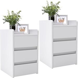 YITAHOME Set of 2 Bedside Table with 3-Drawer, Nightstand End Table Side Furniture with Storage, Small Bedside Storage Cabinet for Bedroom, Living Room, Hallway, 35 x 40 x 59cm, White YITAHOME Set of 2 Bedside Table with 3-Drawer, Nightstand End Table Side Furniture with Storage, Small Bedside Storage Cabinet for Bedroom, Living Room, Hallway, 35 x 40 x 59cm, White