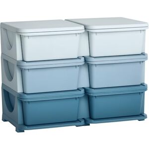 HOMCOM 6 Drawers Plastic Storage Units, 3 Tier Kids Storage Units, Children Toy Chest for Nursery, Playroom, Bedroom, Blue HOMCOM 6 Drawers Plastic Storage Units, 3 Tier Kids Storage Units, Children Toy Chest for Nursery, Playroom, Bedroom, Blue
