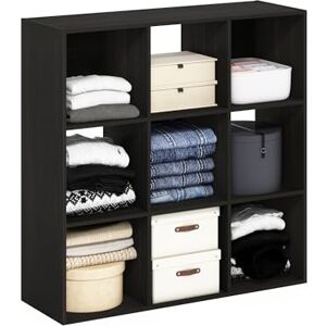 Furinno PELLI Wardrobe Storage Organiser, 9-Cube Open Shelves Clothes Storage, Open Back Clothing Closet Organiser, for Bedroom, Closet, Espresso Furinno PELLI Wardrobe Storage Organiser, 9-Cube Open Shelves Clothes Storage, Open Back Clothing Closet Organiser, for Bedroom, Closet, Espresso
