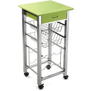 Versa Leicester Kitchen Trolley with Wheels, Drawers and Bottle Rack, Greenery Basket with Pantry and Organizers, Kitchen Storage, Measures (HxDxW) 82 x 40 x 40 cm, Wood and Metal, Green Versa Leicester Kitchen Trolley with Wheels, Drawers and Bottle Rack, Greenery Basket with Pantry and Organizers, Kitchen Storage, Measures (HxDxW) 82 x 40 x 40 cm, Wood and Metal, Green