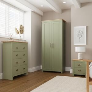 GFW Lancaster 3 Piece Bedroom Set Sage Geen Bedside Cabinet Chest Of Drawers Wardrobe GFW Lancaster 3 Piece Bedroom Set Sage Geen Bedside Cabinet Chest Of Drawers Wardrobe
