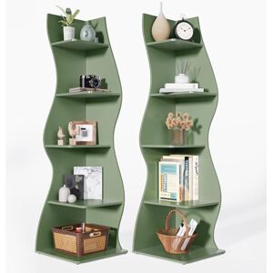 LITTLE TREE Small Corner Shelf, Modern 5-Tier Wall Corner Bookshelf, Stylish Bookcase Storage Rack for Small Space, Living Room, Bedroom, Green, 2 Pack LITTLE TREE Small Corner Shelf, Modern 5-Tier Wall Corner Bookshelf, Stylish Bookcase Storage Rack for Small Space, Living Room, Bedroom, Green, 2 Pack