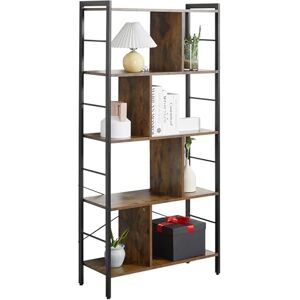 HOMCOM Industrial Storage Unit, 5 Tiers Bookcase with Open Compartments for Office Living Room, Bedroom, Rustic Brown and Black HOMCOM Industrial Storage Unit, 5 Tiers Bookcase with Open Compartments for Office Living Room, Bedroom, Rustic Brown and Black