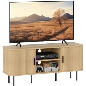 HOMCOM TV Stand Cabinet for TVs up to 55 Inches, TV Unit with Storage Shelves and Cupboard for Living Room, Oak Tone HOMCOM TV Stand Cabinet for TVs up to 55 Inches, TV Unit with Storage Shelves and Cupboard for Living Room, Oak Tone