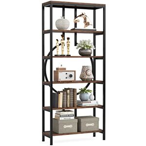 LITTLE TREE 70.9 Inch Industrial Bookshelf, 6-Tier Tall Bookcase with Open Shelves, Wood and Metal Display Shelf Storage Shelves for Home Office, Brown LITTLE TREE 70.9 Inch Industrial Bookshelf, 6-Tier Tall Bookcase with Open Shelves, Wood and Metal Display Shelf Storage Shelves for Home Office, Brown
