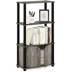 Furinno Brahms 4-Tier Multipurpose Display Shelf with Door, French Oak/Black Furinno Brahms 4-Tier Multipurpose Display Shelf with Door, French Oak/Black