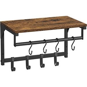 VASAGLE LCR103B01 Wall Coat Rack with 8 Hooks and Shelf for Living Room, Hallway, Bedroom, 40 x 24 x 24 cm, Rustic Brown and Black VASAGLE LCR103B01 Wall Coat Rack with 8 Hooks and Shelf for Living Room, Hallway, Bedroom, 40 x 24 x 24 cm, Rustic Brown and Black