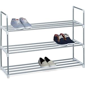 Relaxdays Shoe Rack, Size: 70 x 90 x 30 cm Shoe Storage made of Powder-Coated Metal with 3 Levels, 3 Shelves as Shoe Holder and Standing Shoe Stand for the Hallway for 12 Pairs of Shoes, Silver Relaxdays Shoe Rack, Size: 70 x 90 x 30 cm Shoe Storage made of Powder-Coated Metal with 3 Levels, 3 Shelves as Shoe Holder and Standing Shoe Stand for the Hallway for 12 Pairs of Shoes, Silver
