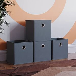 Vida Designs Durham Foldable Storage Cube Baskets Fabric Box With Metal Easy Access Handle Home Organiser (4 Pack, Grey) Vida Designs Durham Foldable Storage Cube Baskets Fabric Box With Metal Easy Access Handle Home Organiser (4 Pack, Grey)