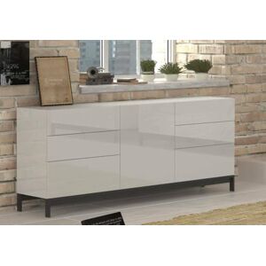 Dmora Sideboard Edi, Kitchen sideboard with 1 door and 6 drawers, Living room buffet, Kitchen sideboard, 100% Made in Italy, cm 170x40h47, Glossy white Dmora Sideboard Edi, Kitchen sideboard with 1 door and 6 drawers, Living room buffet, Kitchen sideboard, 100% Made in Italy, cm 170x40h47, Glossy white