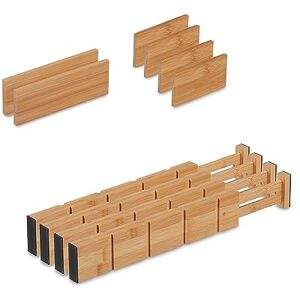 Relaxdays Drawer Divider, 10-Piece Set, Bamboo, Adjustable Length from 34 to 44 cm, Wardrobe/Closet Storage, Natural Relaxdays Drawer Divider, 10-Piece Set, Bamboo, Adjustable Length from 34 to 44 cm, Wardrobe/Closet Storage, Natural