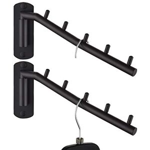 JQK Stainless Steel Clothes Hanger Rack - Space-Saving 180° Swing - Matte Black Wall Mount JQK Stainless Steel Clothes Hanger Rack - Space-Saving 180° Swing - Matte Black Wall Mount