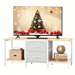 YITAHOME TV Stand, TV Cabinet up to 47 Inch, TV Unit with 2 Fabric Drawers and 2 Open Shelves, 110 x 30 x 50cm Chest of Drawers for Living Room, Entertainment Room, Bedroom Furniture, Steel Frame YITAHOME TV Stand, TV Cabinet up to 47 Inch, TV Unit with 2 Fabric Drawers and 2 Open Shelves, 110 x 30 x 50cm Chest of Drawers for Living Room, Entertainment Room, Bedroom Furniture, Steel Frame