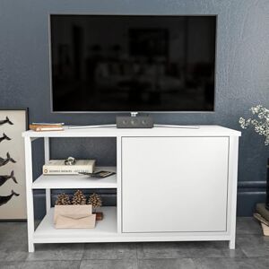 Hanah Home Scandinavian TV Stand, White, 89.6 x 35.3 x 50.8 cm, 100% Melamine Coated Particle Board & Metal Frame, 18 mm Thick, Stylish & Functional Design for Modern Living Rooms Hanah Home Scandinavian TV Stand, White, 89.6 x 35.3 x 50.8 cm, 100% Melamine Coated Particle Board & Metal Frame, 18 mm Thick, Stylish & Functional Design for Modern Living Rooms