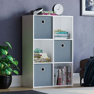 Vida Designs Durham Cube Bookcase Storage Organiser Living Room Bookshelf Home Office Furniture (6 Cube & 3 Grey Baskets, White) Vida Designs Durham Cube Bookcase Storage Organiser Living Room Bookshelf Home Office Furniture (6 Cube & 3 Grey Baskets, White)