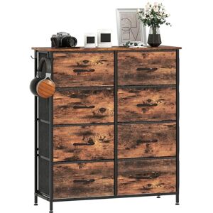 HOMCOM Chest of Drawers, Double Dresser for Bedroom with 8 Fabric Drawers, Tall Storage Unit with 4 Pockets, 2 Hooks and Steel Frame for Living Room, Hallway, Rustic Brown HOMCOM Chest of Drawers, Double Dresser for Bedroom with 8 Fabric Drawers, Tall Storage Unit with 4 Pockets, 2 Hooks and Steel Frame for Living Room, Hallway, Rustic Brown