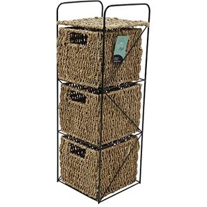 JVL Seagrass 3 Drawer Storage Tower JVL Seagrass 3 Drawer Storage Tower