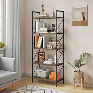 YITAHOME Bookshelf, 5 Tiers Bookcase Tall Book shelf with Metal Frame, Industrial Display Storage Rack, Shelving Units for Living Room Bedroom Home Office Kitchen, Grey Book Shelves YITAHOME Bookshelf, 5 Tiers Bookcase Tall Book shelf with Metal Frame, Industrial Display Storage Rack, Shelving Units for Living Room Bedroom Home Office Kitchen, Grey Book Shelves