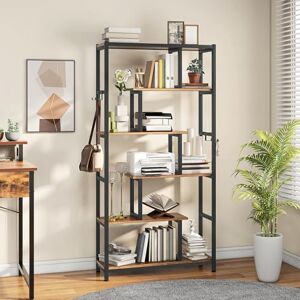YITAHOME Bookcase, 6 Tier Tall Bookshelf with 4 Hooks Large Floorstanding Shelving Shelf Industrial Book Shelf with Steel Frame Display Shelf Units for Living Room Bedroom Home Office, Rustic Brown YITAHOME Bookcase, 6 Tier Tall Bookshelf with 4 Hooks Large Floorstanding Shelving Shelf Industrial Book Shelf with Steel Frame Display Shelf Units for Living Room Bedroom Home Office, Rustic Brown