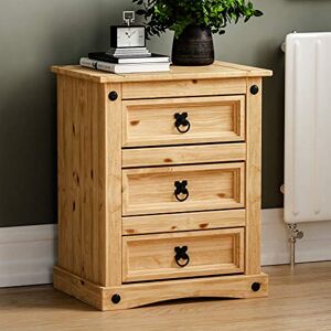 Vida Designs Corona Bedside Chest, 3 Drawer, Solid Pine Wood Vida Designs Corona Bedside Chest, 3 Drawer, Solid Pine Wood